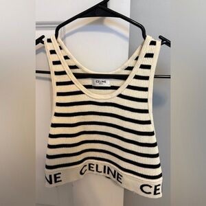Celine Black and White Striped Crop Top
